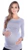 MijaCulture – 2 in 1 Maternity and Nursing Shirt top 95% Cotton 3075  Grey
